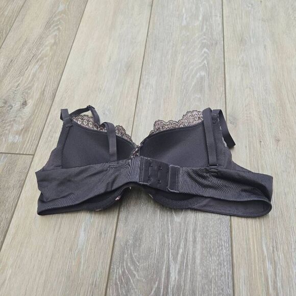 Maidenform Wonderbra push up wired comfortable bra 34a gray and pink plunging - Picture 3 of 8